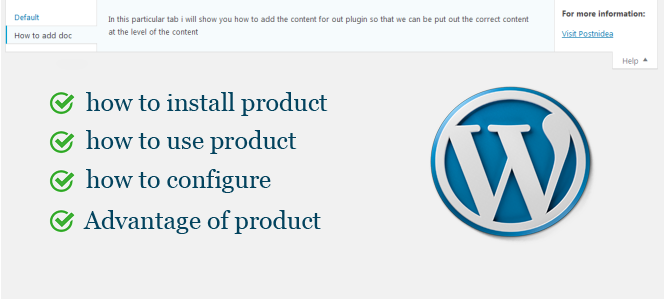 Product documentation : with use of wordpress contextual help